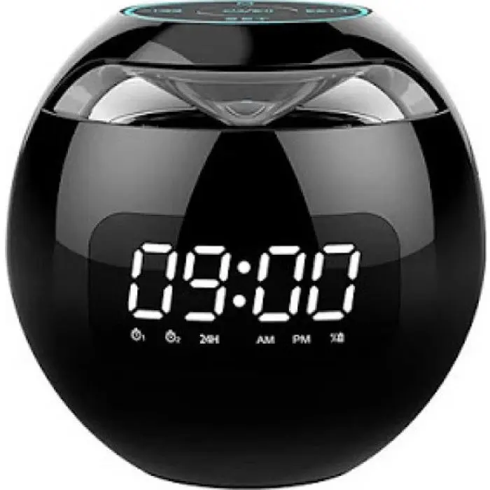 Бездротова Bluetooth колонка з годинником кругла чорна KIMISO KMS-K12