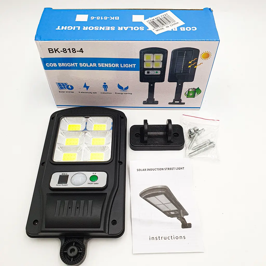 Ліхтар вуличний акумуляторний світильник 1000mA на сонячній батареї LED Solar Street Light BL BK-818-6 COB - фото 4