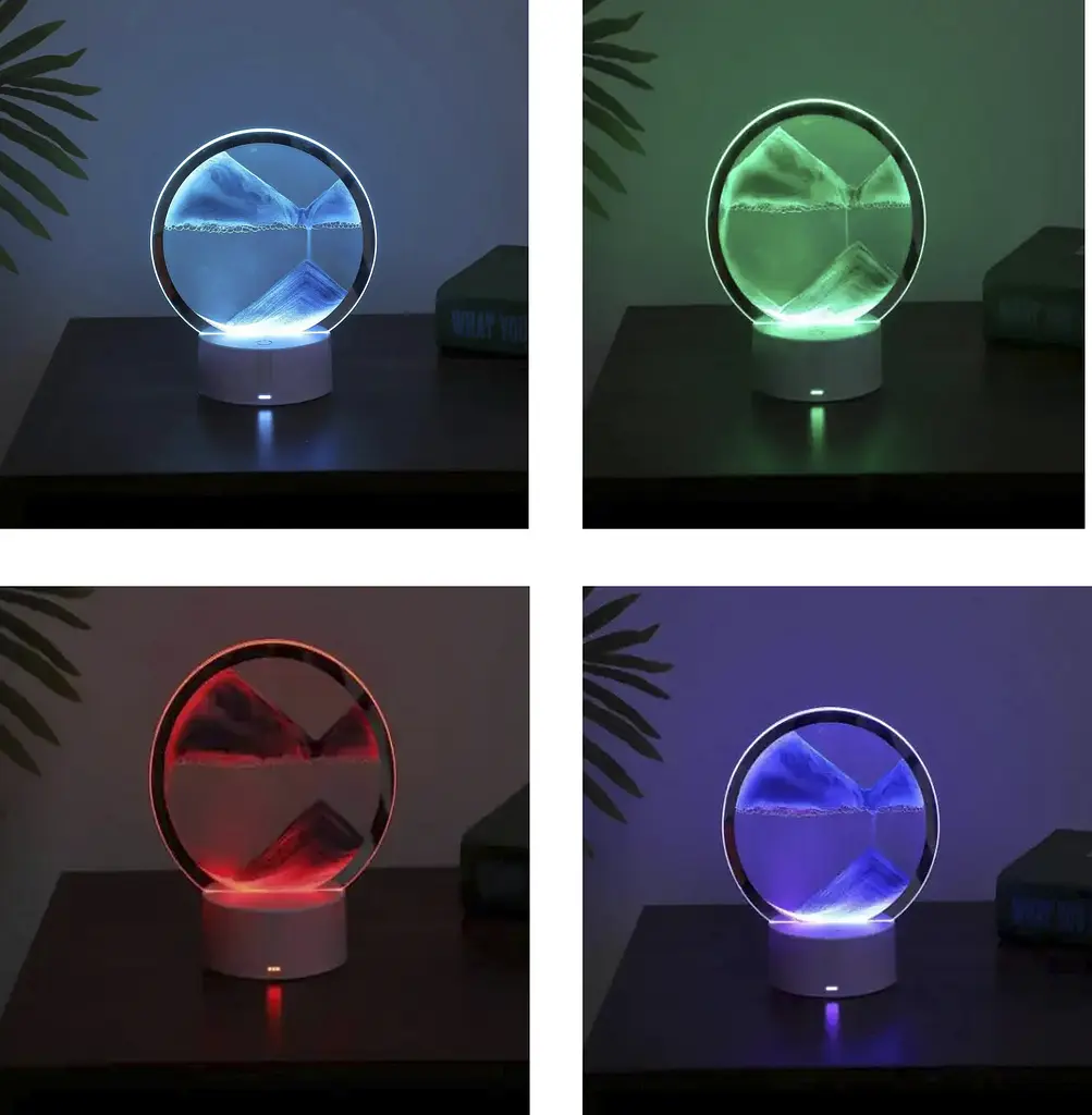 Настільна LED лампа нічник RGB пісочний годинник Картина рухомий пісок USB світильник UKC 3D Sandscape червоний - фото 10