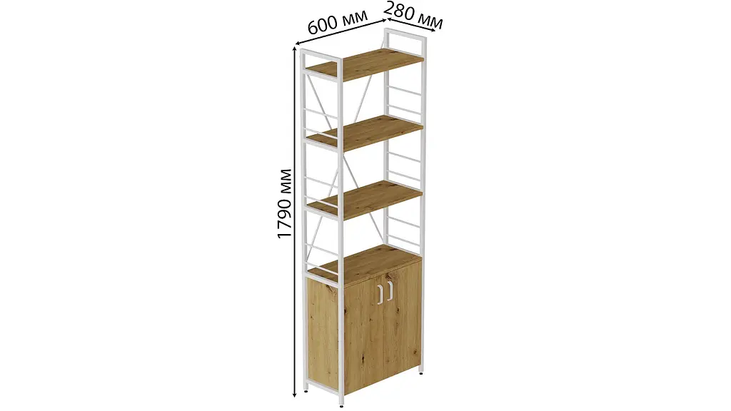 Етажерка 4/60 Ferrum-decor Серії Конект із тумбою 179x60x28 Білий ДСП Артизан (FRD-104496) - фото 4