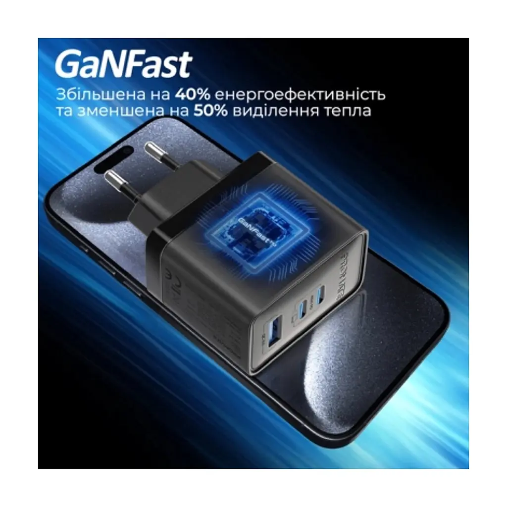 Зарядний пристрій Promate powerport-45 2xUSB-C PD + USB-A QC 45W Black (powerport-45.black) - фото 9