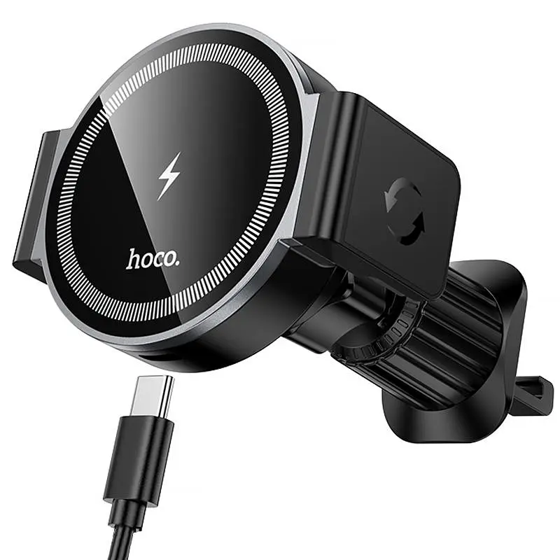Автотримач із БЗУ HW35 Power 15W (air outlet) Black Hoco teh0029273