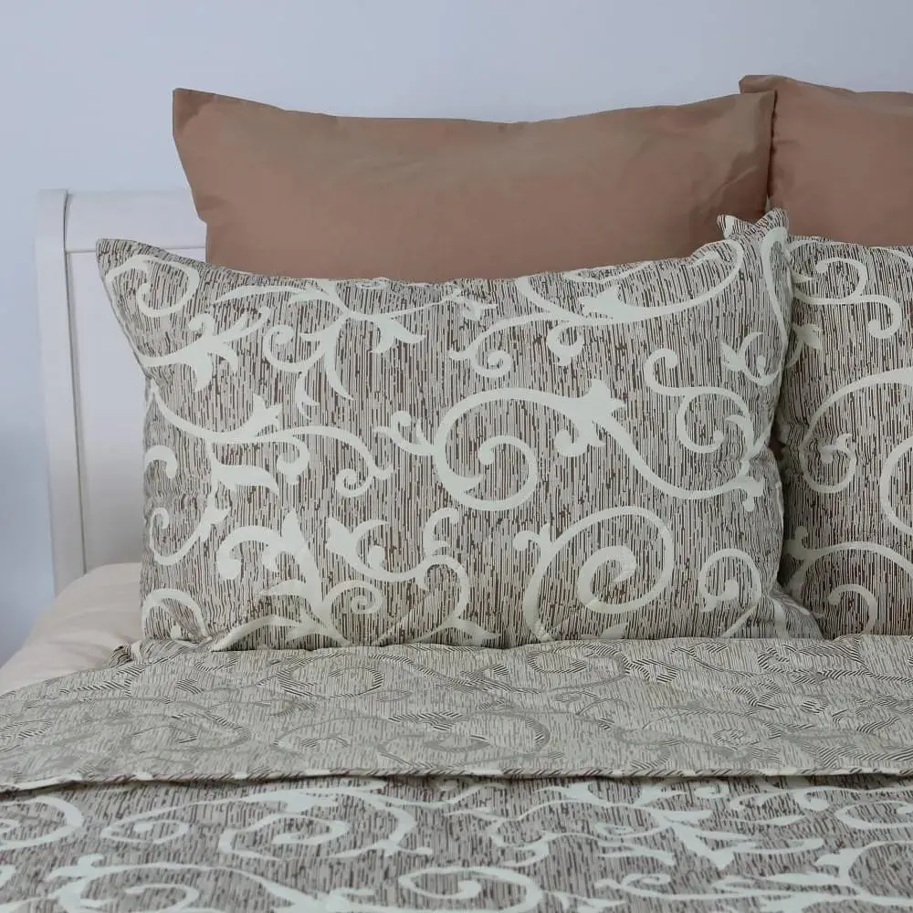 Покривало ТЕП євро з 1 наволочкою Elegante Cotton Beige and White 4-04578_32778 220х240 см - фото 4