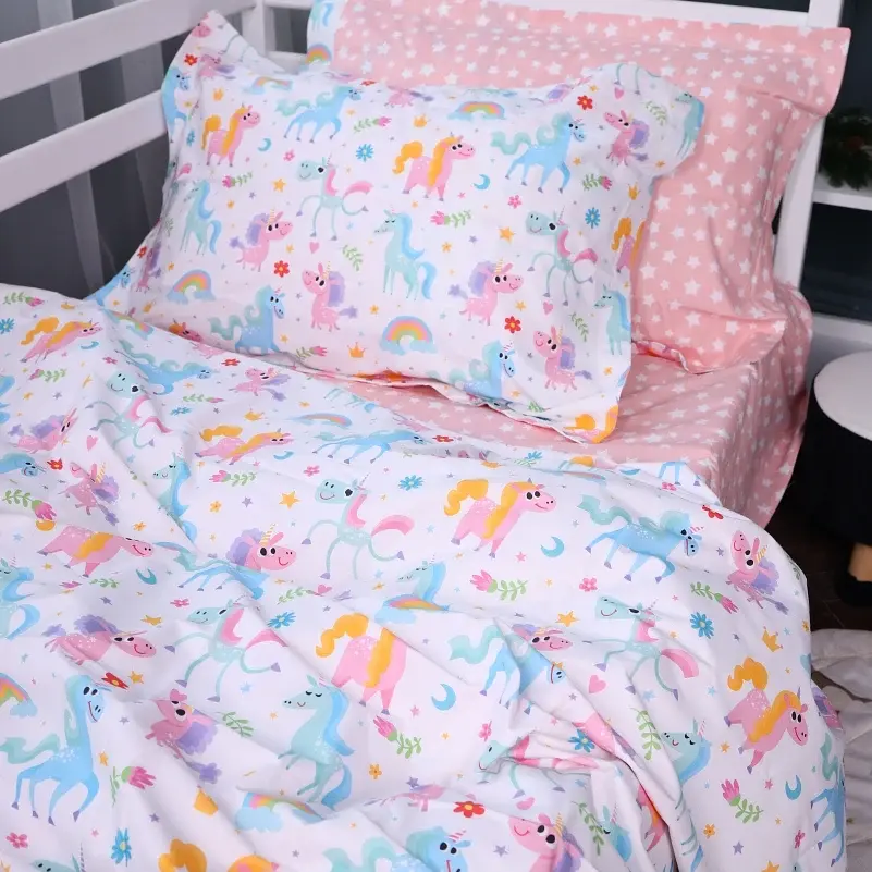 Простирадло на гумці MirSon Poplin Line Kids 05 Pony 160х200 см рожеве (2200009715778) - фото 2