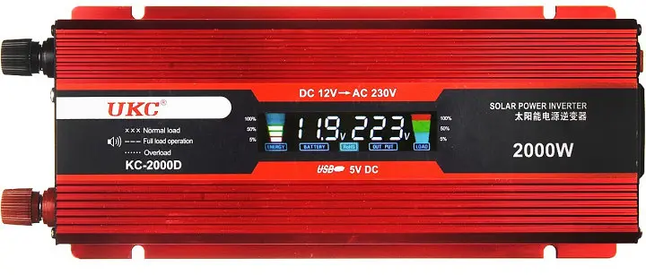 Перетворювач напруги 12 V-220 V 2000 Вт автоінвертор з LCD-екраном UKC 12 V-220 V 2000 W KC-2000D - фото 4