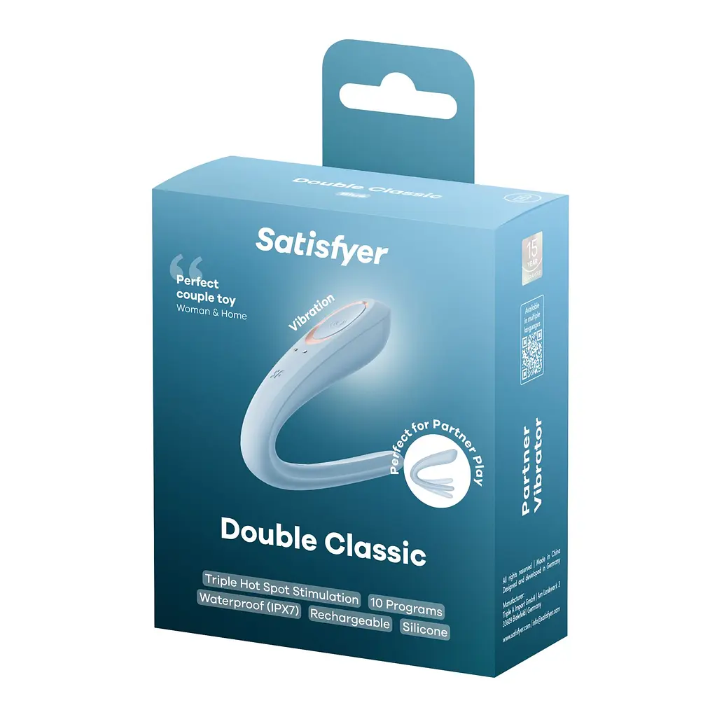 Вібратор для пар Satisfyer Double Classic Light Blue з одним моторчиком - фото 7