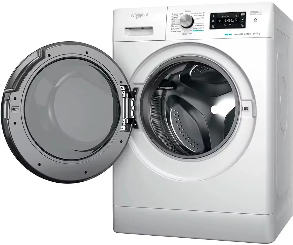 Стирально-сушильная машина Whirlpool фронтальная 9(7) кг 1600 A+ 60 см дисплей пара инвертор белый - фото 8