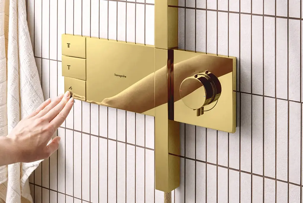 Душова система з термостатом Hansgrohe Raindance Alive Q 210x340 2jet з ShowerSelect Comfort polished gold optic 24590990 - фото 2