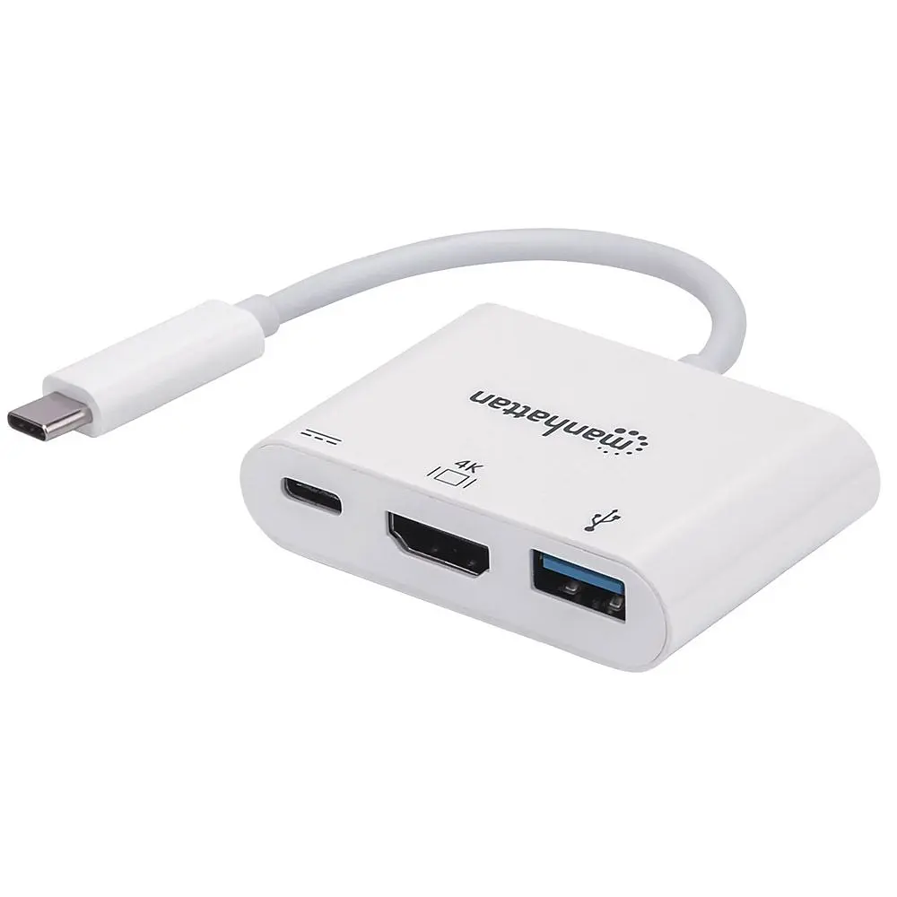 Док-станція USB3.1 Type-C - HDMI/USB 3.0/PD 60W 4-in-1 White Manhattan (152945) - фото 4