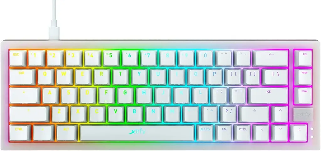 Клавіатура механічна K5 68Key, Kailh Red, USB-A, EN/UA, Hot-swap, RGB, біла Cherry Xtrfy teh0013856 - фото 2