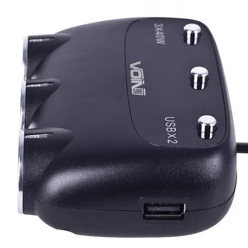 Автомобільний розгалужувач прикурювача VOIN 3 виходу 2400mA 12/24V Провід та Вольтметр (SC-3003) - фото 2