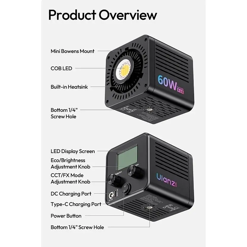 Студійне світло Ulanzi C60RGB 60W (L277) [168629] - фото 9