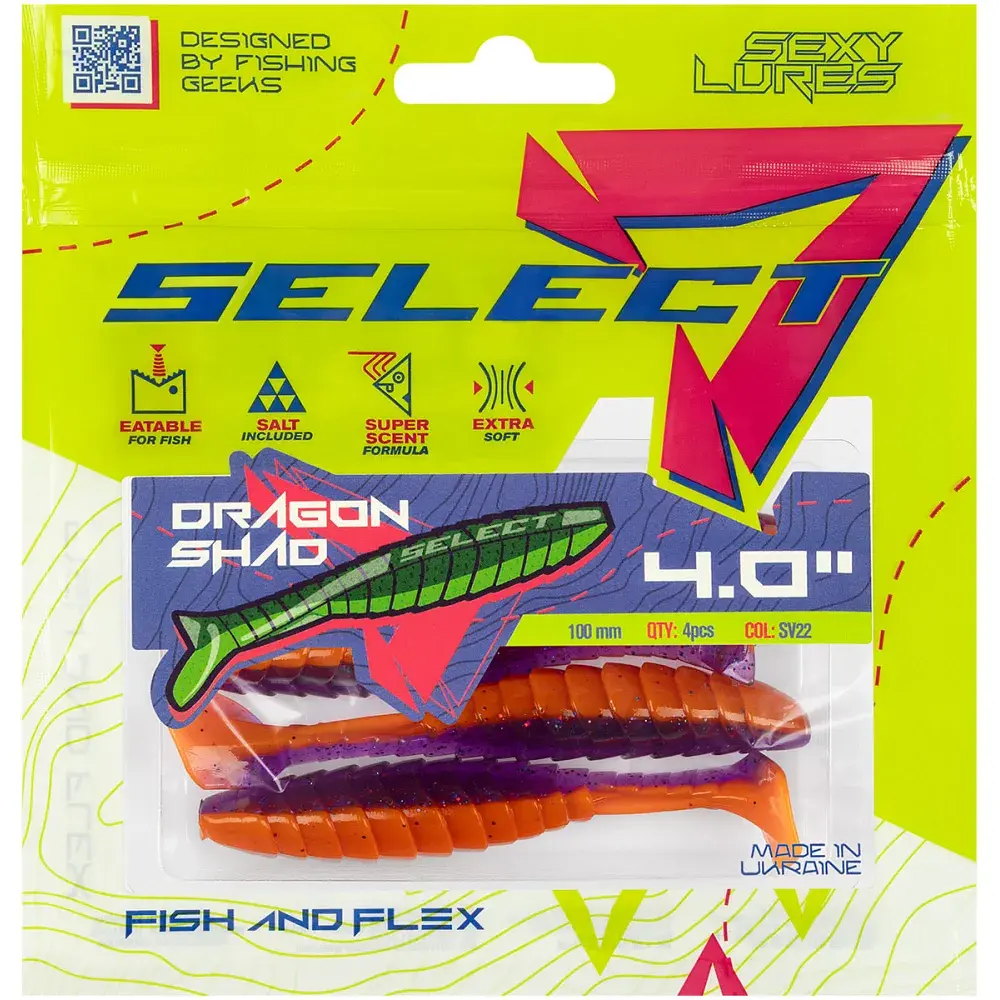 Силікон Select Dragon Shad 4" SV22 (4 шт/уп) - фото 2