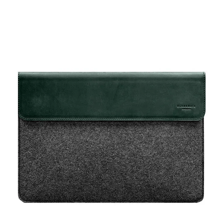 Чехол-конверт BlankNote с клапаном кожа+фетр для MacBook 16" Зеленый Crazy Horse - фото 6