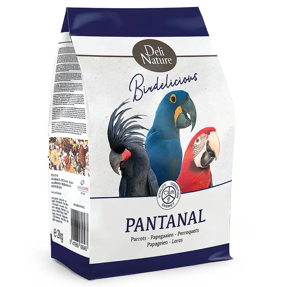 Повнораціонний корм для папуг Ара та Какаду Deli Nature Birdelicious Parrots Pantanal з великим асортиментом горіхів 2 кг 28531