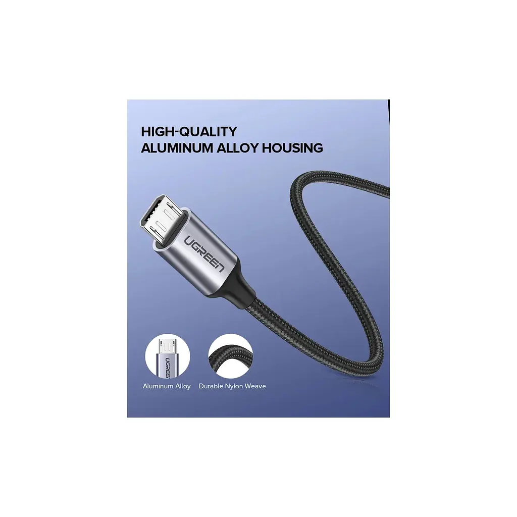 Дата кабель USB 2.0 AM to Micro 5P 1.5m 2A US290 black Ugreen (60147) - фото 4