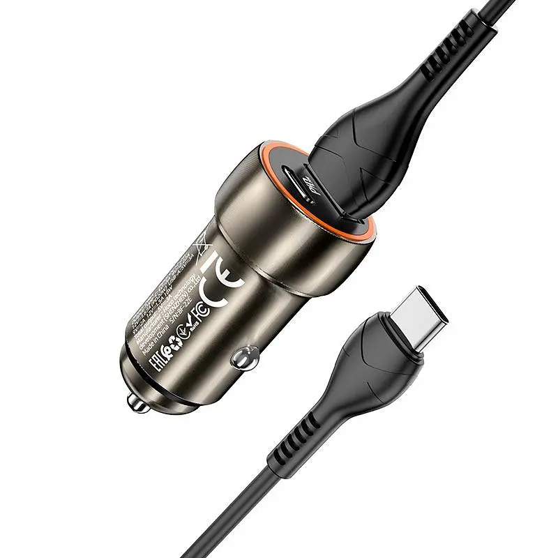 Адаптер автомобільний HOCO Type-C Cable Blue whale car charger set Z46A набір коричневий - фото 8