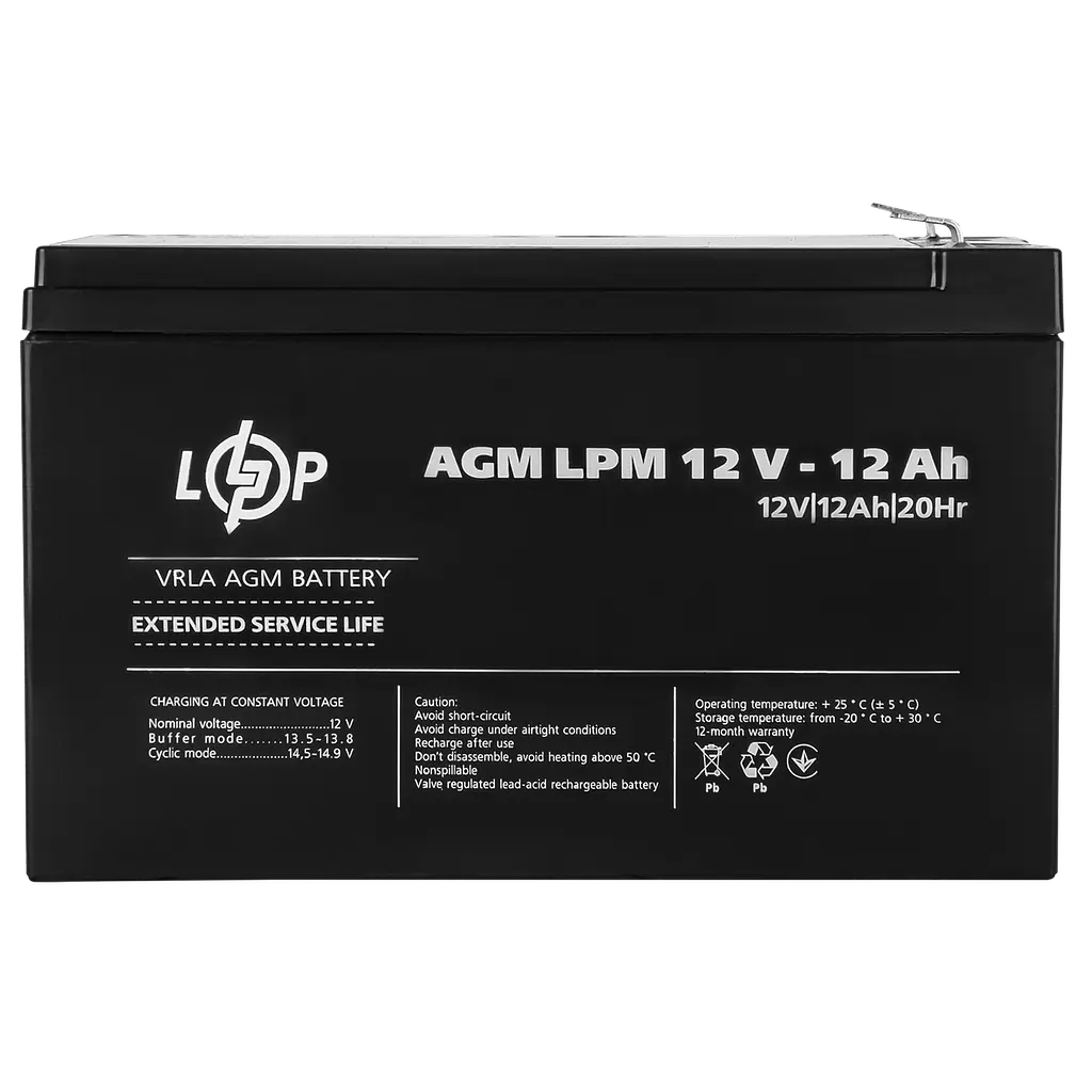 Акумулятор AGM LPM 12V - 12 Ah - фото 2