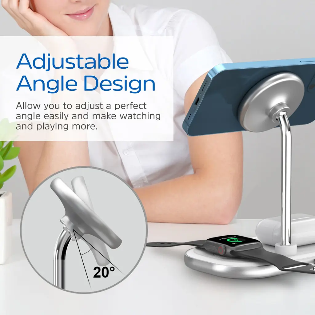 Зарядний пристрій 15W 3-in-1 Magnetic Wireless Fast Charger білий Energizer - фото 8
