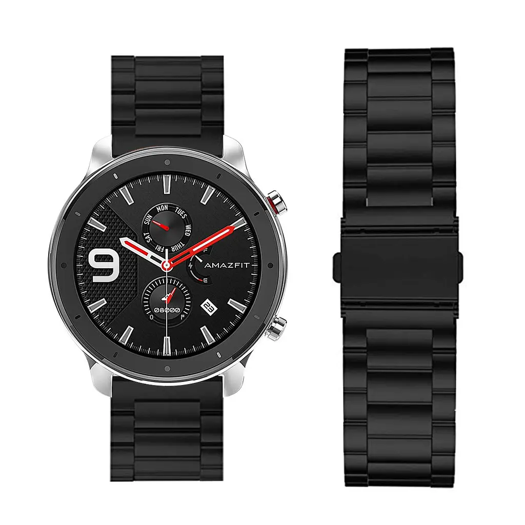 Ремінець сталевий BeWatch 20 мм для Amazfit GTR 42мм/GTS BIP lite Чорний (1110401) - фото 3