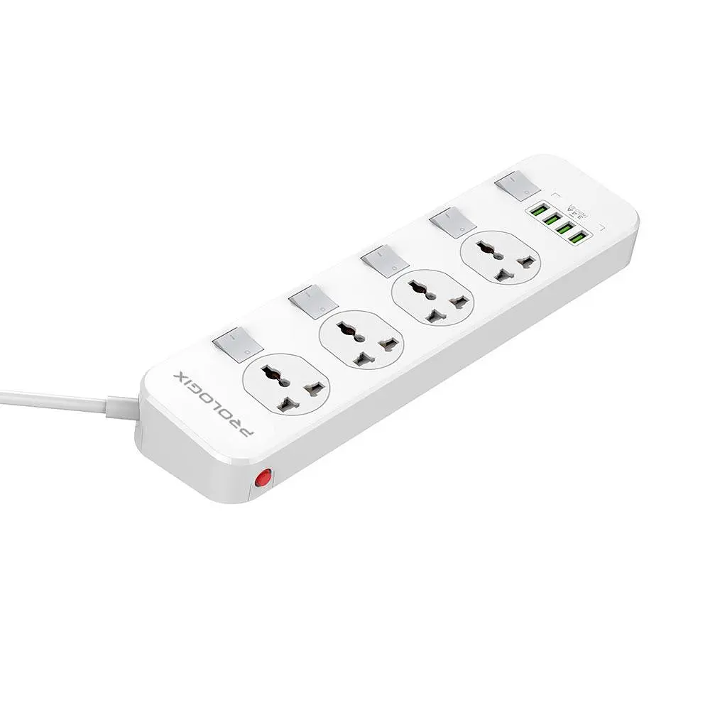 Фільтр живлення ProLogix Premium (PR-SC4408W) 2.5 кВт, 4 розетки, 4 USB, 2 м, з вимикачами, білий - фото 4