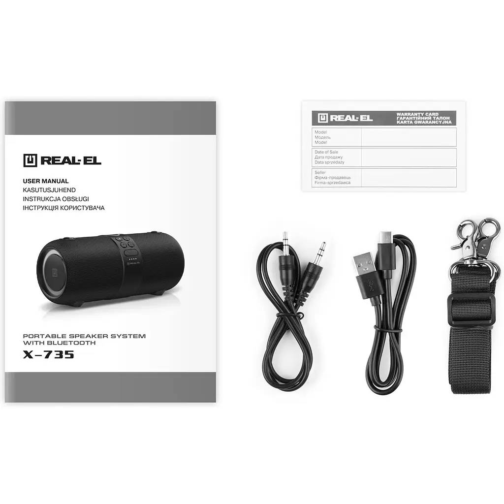 Портативна колонка бумбокс REAL-EL X735 Black - фото 7