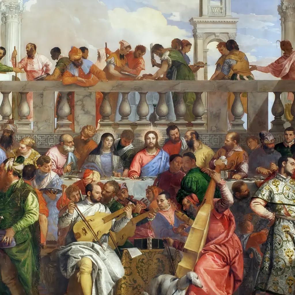 Інтер'єрна картина Весілля в Кані, Паоло Веронезе, Paolo Veronese, Wedding at Cana, релігійний декор, 60×88 см (id6983) - фото 5