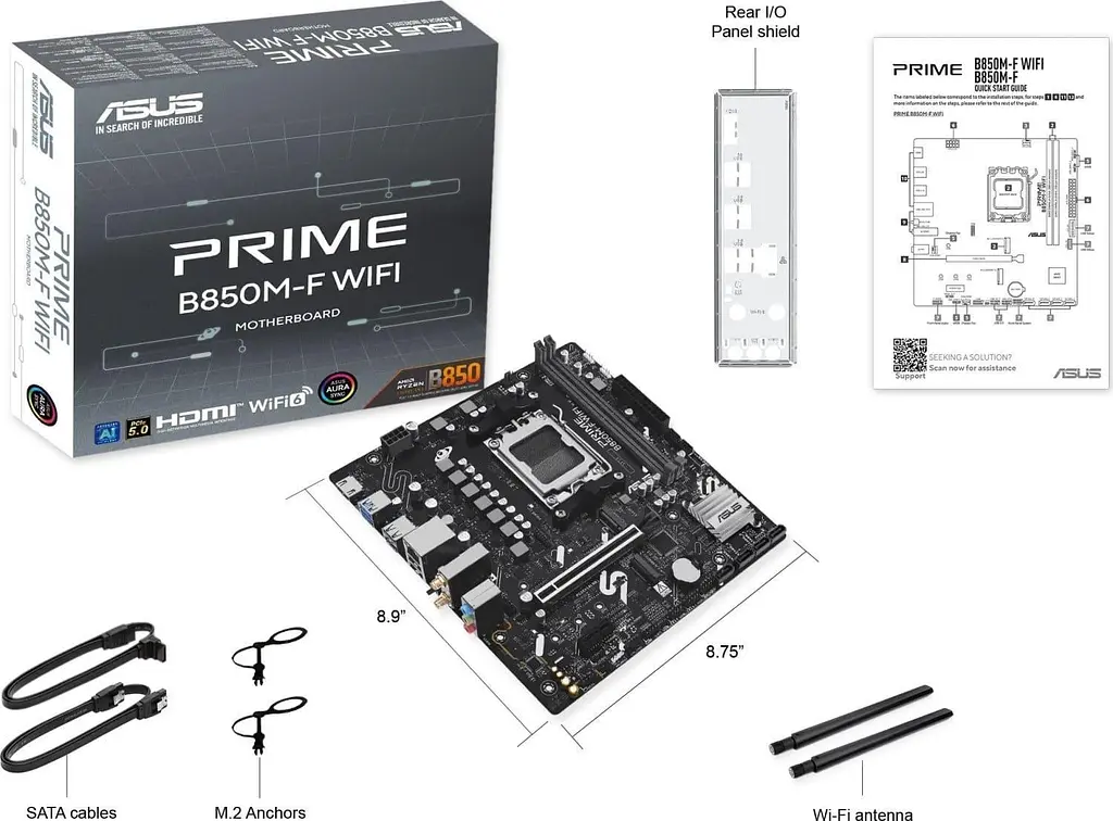 Материнська плата ASUS PRIME B850M-F WIFI (PRIME B850M-F WIFI) (Socket AM5, AMD B850, Micro-ATX) - фото 9