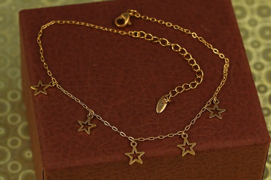 Браслет Xuping Jewelry на ногу якірний із зірками 26 см золотистий