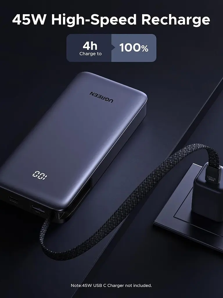 Павербанк UGREEN Nexode 20000 мА·год 45 Вт з вбудованим USB-C кабелем - фото 7