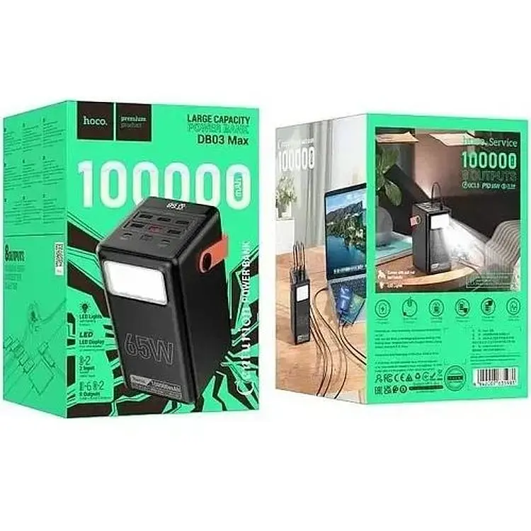 Портативная батарея Hoco DB03 Max Centurion 65W PB Lamp 100000 mAh Black - фото 5