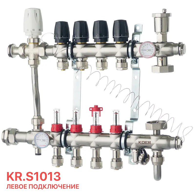 Колектор зі вбудованим змішув. вузлом Koer Kr.S1013-4 1 "х4 SUS304 і євроконусами 3 / 4-16 KR2947 - фото 4