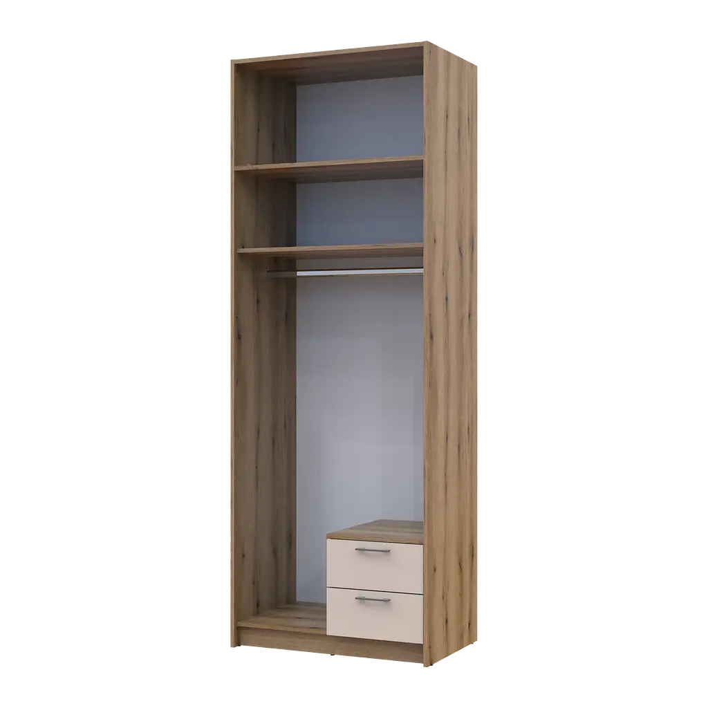 Шафа для одягу Doros Ронді з антресолей і дзеркалом Дуб Артизан/Кашемір 2ДСП 82х52х236 (80737811) - фото 3