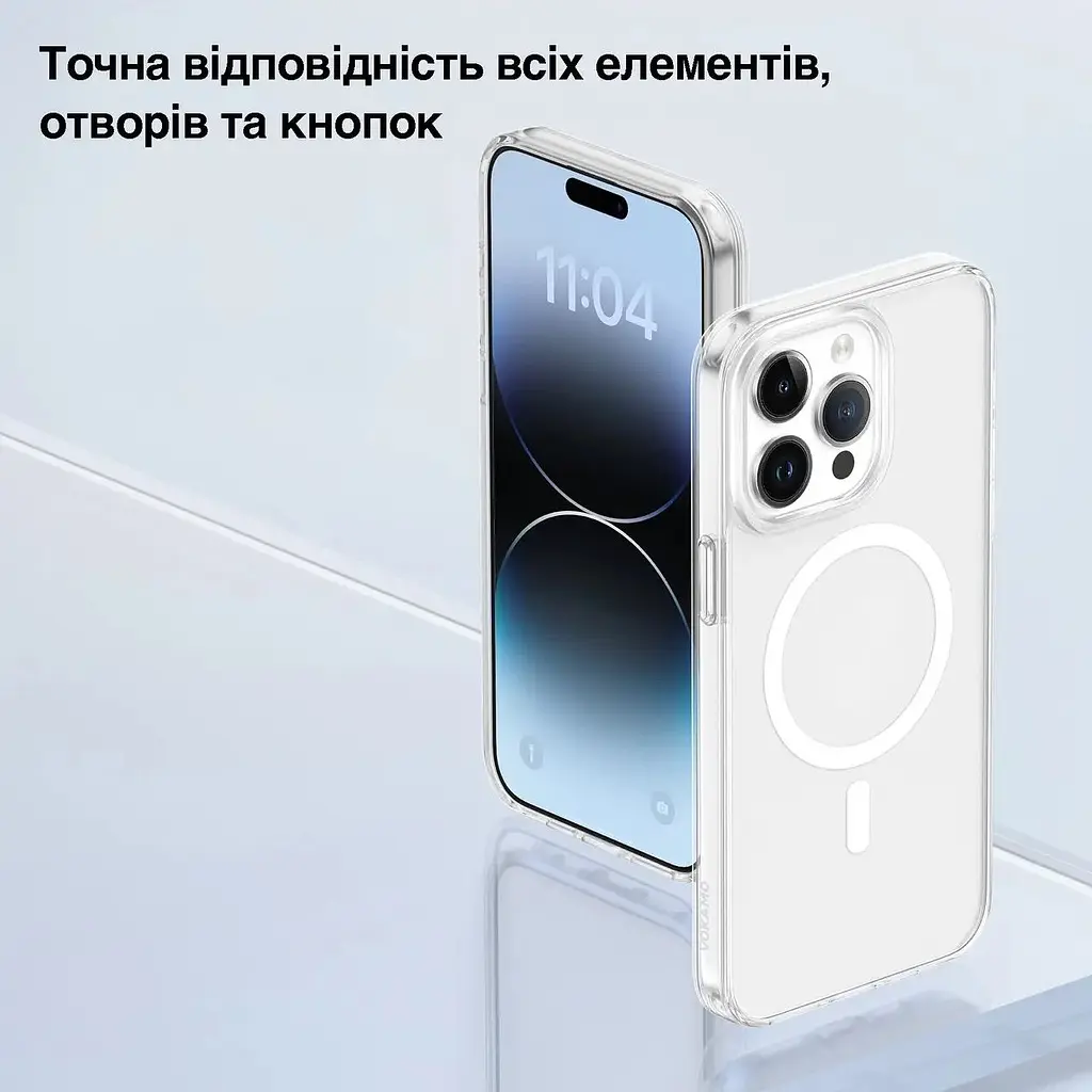 Чохол Vokamo для iPhone 15 Pro захисний з магнітним кільцем прозорий - фото 7