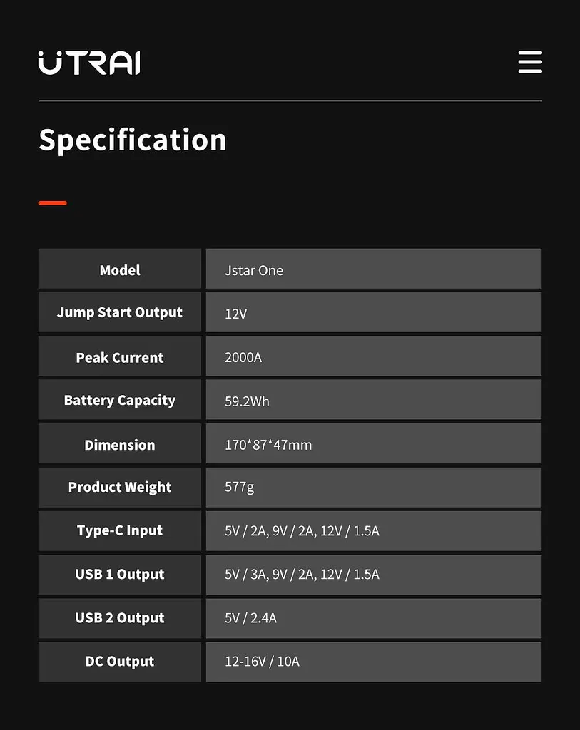 Пуско Зарядний Пристрій 2000А 12В Jump Starter UTRAI Jstar One Пусковий пристрій Джамп Стартер Бустер Авто - фото 10