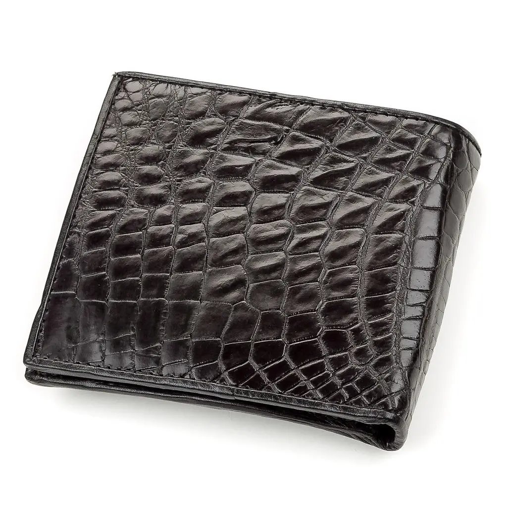Гаманець чоловічий CROCODILE LEATHER 18200 з натуральної шкіри крокодила Чорний - фото 2