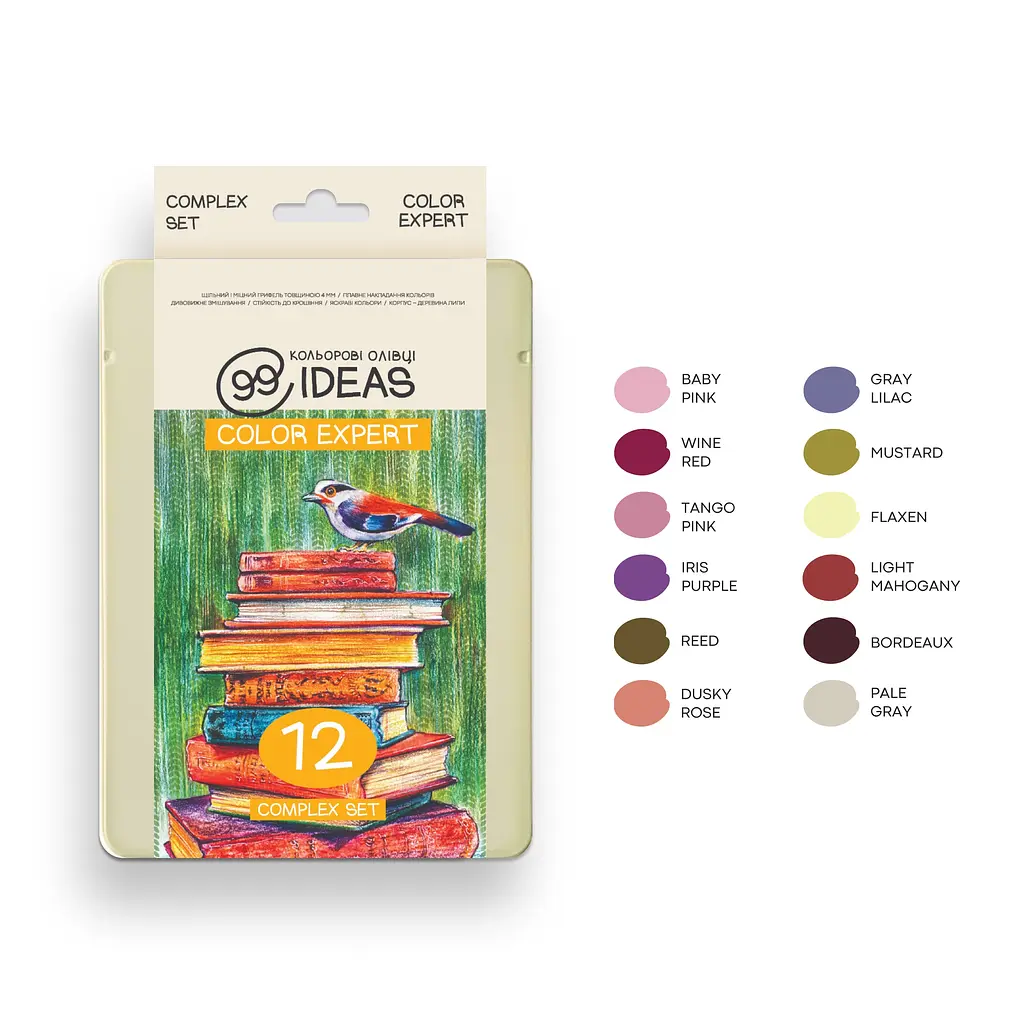 Набір олівців кольорових 99IDEAS "Color Expert" 12 кол., Complex Set, метал. коробка, 99CE-12CMPL - фото 3