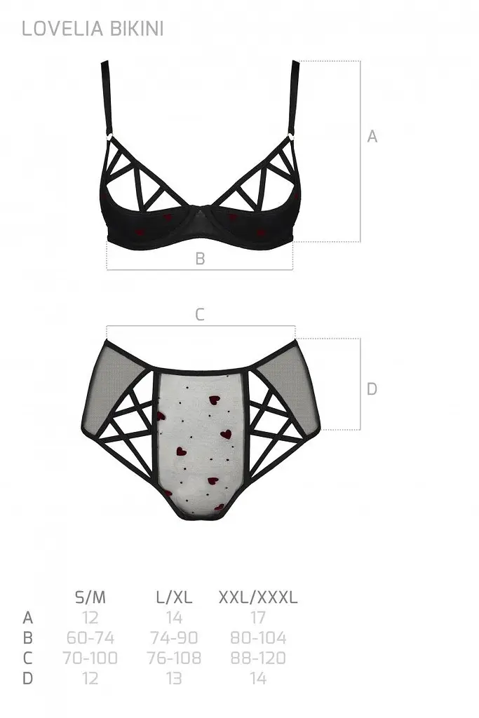 Комплект еротичної білизни: відкритий бюстгальтер та трусики Passion Lovelia Bikini, XXL/XXXL (чорний) - фото 7