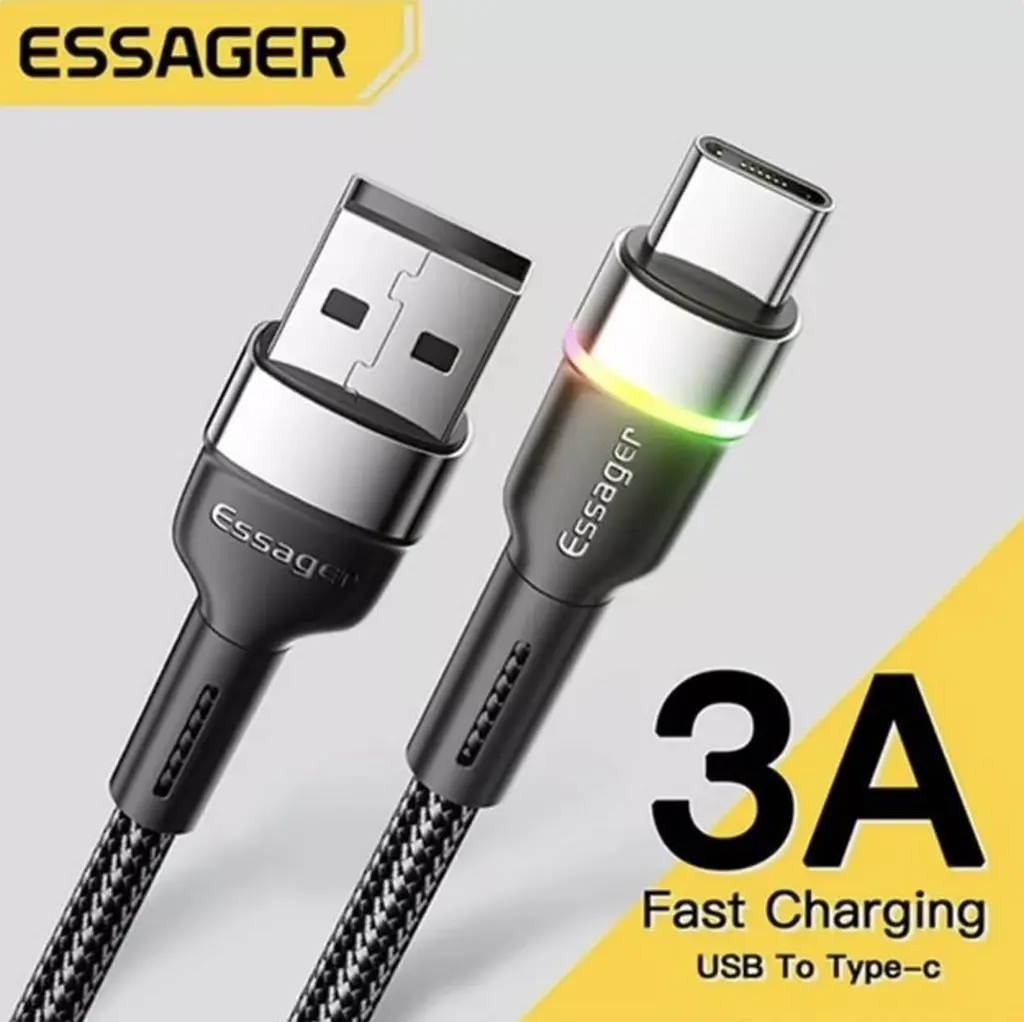 Зарядка USB кабель Essager для синхронізації та зарядки Android та інших пристроїв USB Type-C 3 м Чорний - фото 2