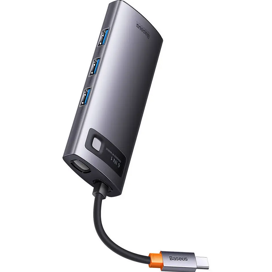 Хаб - док-станция Baseus WKWG030013 Metal Gleam Series 6-in-1 Type-C HUB Docking Station - фото 2