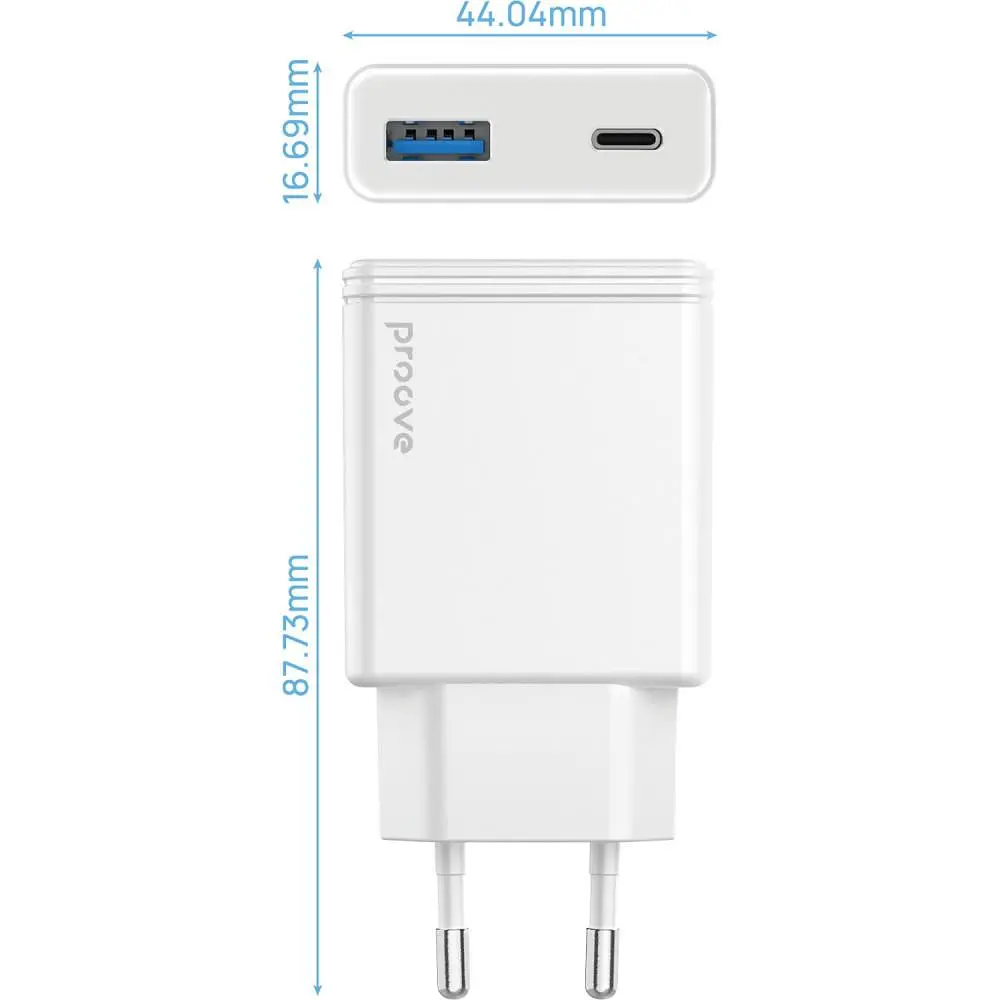 Зарядний пристрій Proove Slender 45W (Type-C + USB) white (WCSL45110002) - фото 3