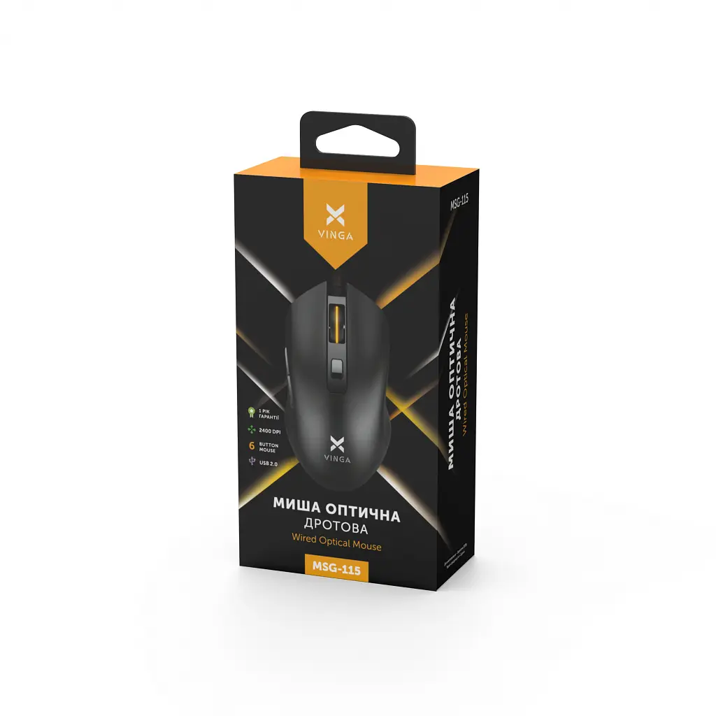 Мишка Vinga MSG-115 Black - фото 3