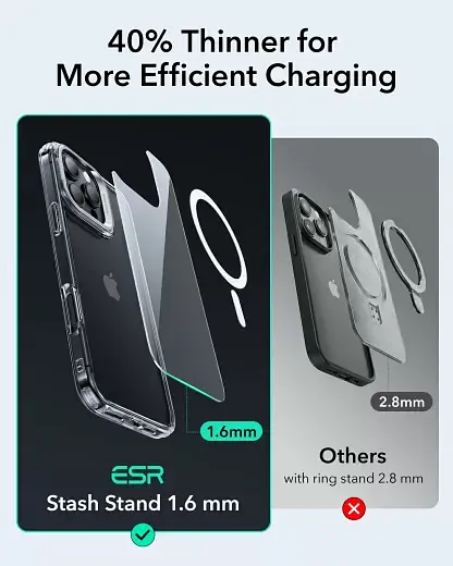 Прозрачный чехол с подставкой ESR Classic Hybrid Case with Stash Stand (HaloLock) Clear для iPhone 16 Pro Max (1A7500102) - фото 5