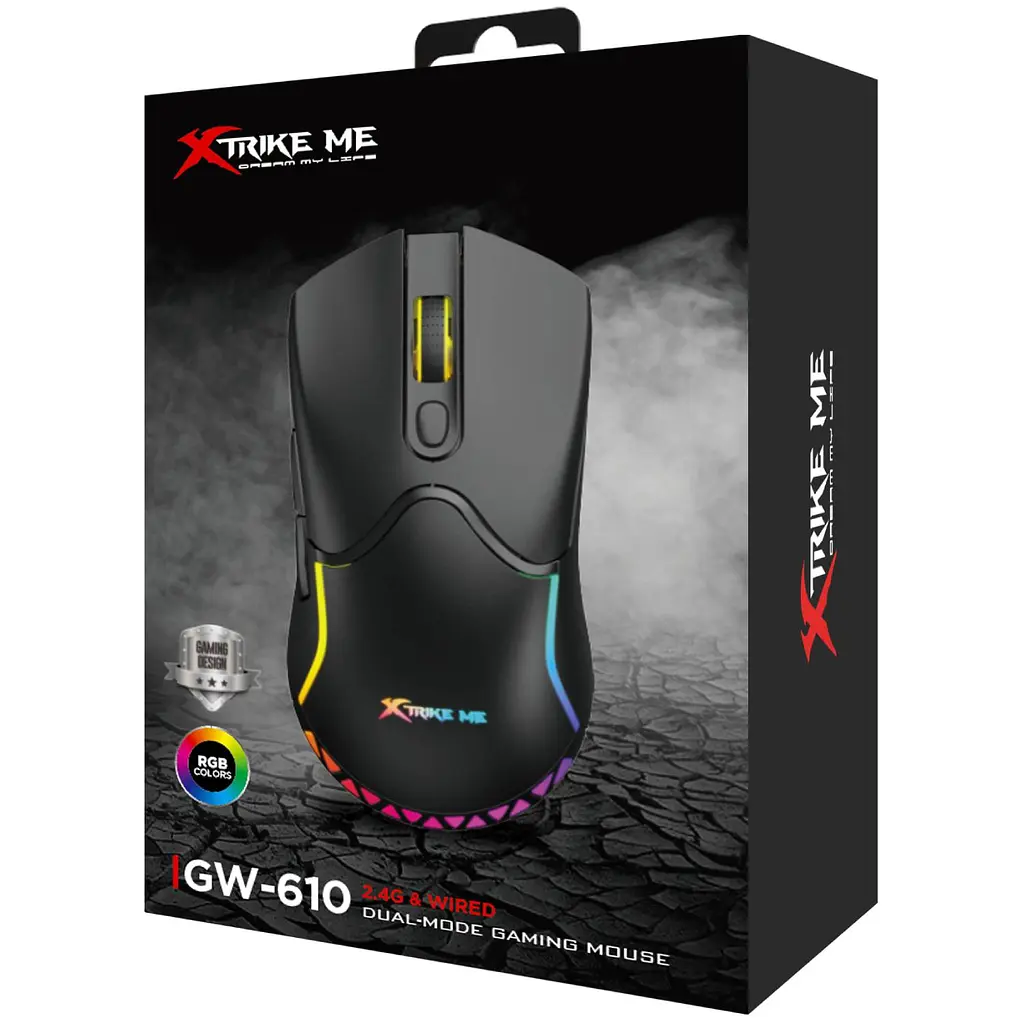 Мишка Xtrike Me GW-610, ігрова бездротова 8000dpi., 7кн., RGB, чорна - фото 5