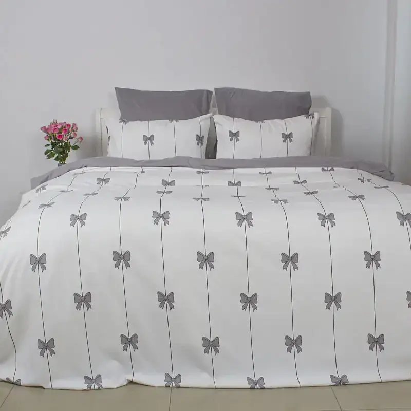Комплект постільної білизни ТЕП Melluna Soft Ribbons сімейний білий - фото 2