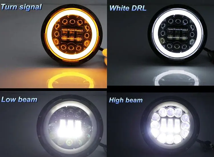 Додаткова LED фара 60 W 10-30V Bi-Led DRL фари 7 дюймів ДХО Ангельські очі 1 шт. (3583) - фото 5