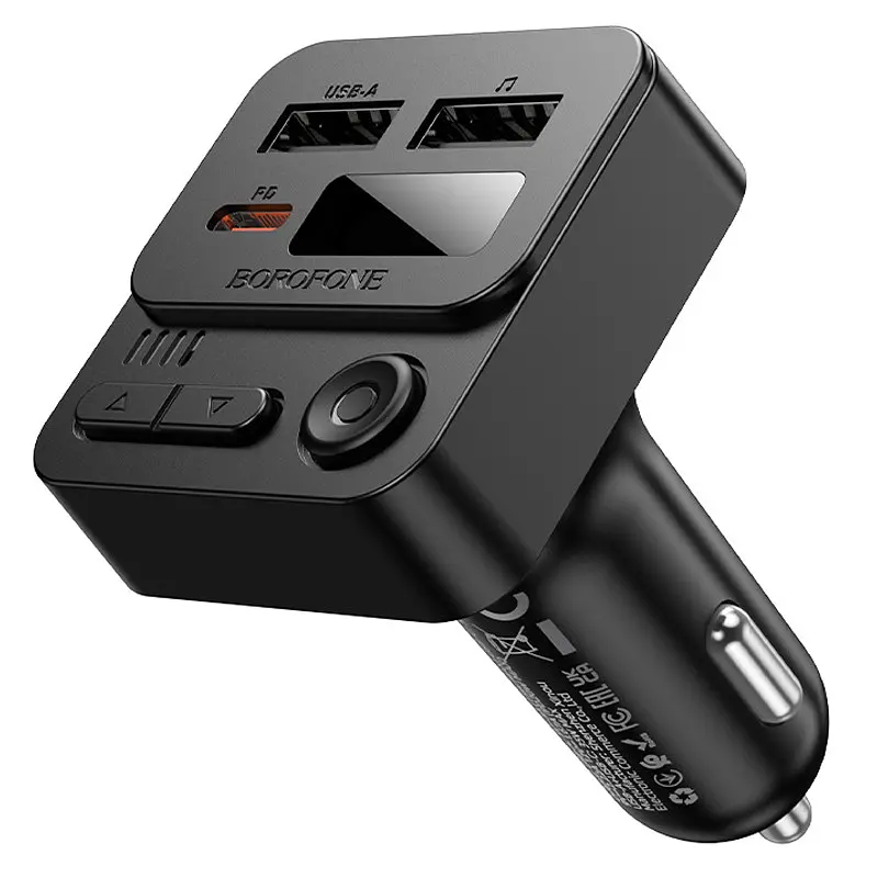 АЗП FM модулятор Borofone BC60 Hero 35W (2USB-A/1C) Black - фото 5