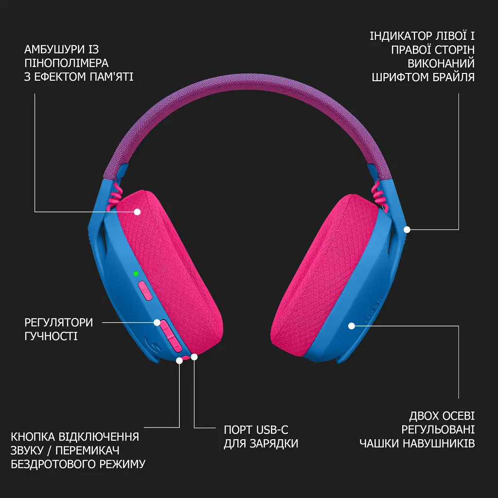 Навушники Logitech G435 Lightspeed Wireless Gaming Headset Blue (981-001062) - фото 10