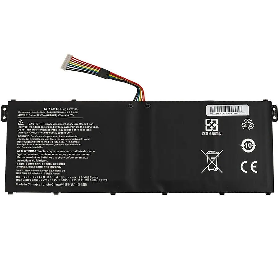 Батарея для ноутбука Acer AC14B18J (Aspire: ES1-511 ES1-512 ES1-523 ES1-524 ES1-533) 11.4V 3600mAh Чорний - фото 3