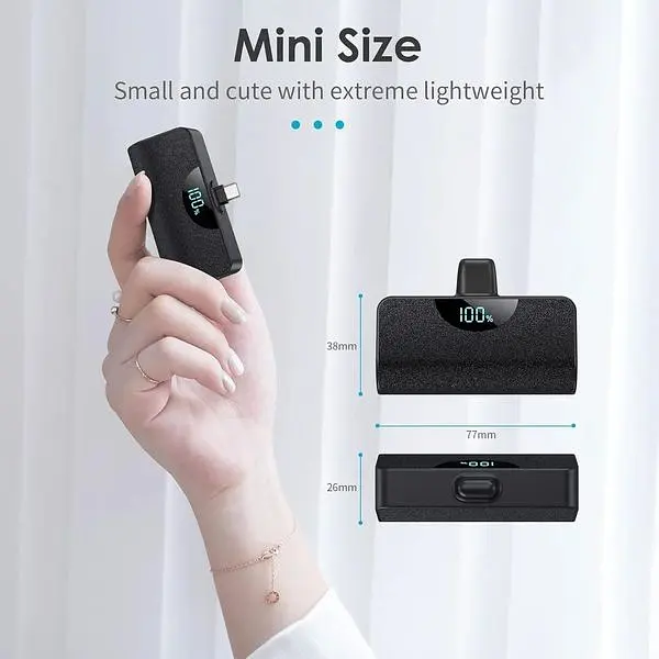 Портативний зарядний пристрій міні USB-C 5200 мАг ультракомпактний РК-екран резервний - фото 3